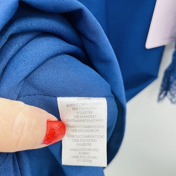 JS Collections Womens Size 2 Stretch Crepe Lace-Sleeve Gown Dress in Blue $299 - Picture 12 of 13